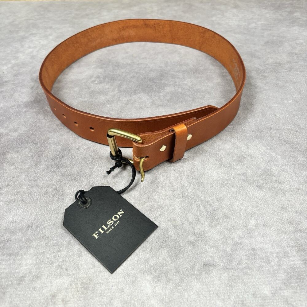 Filson New With Tags Men's Tan Brown Bridle Leather Work Belt Made in USA Sz 30